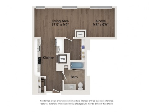 Convertible 2 Floor Plan at 23rd Place Apartments, Illinois, 60616